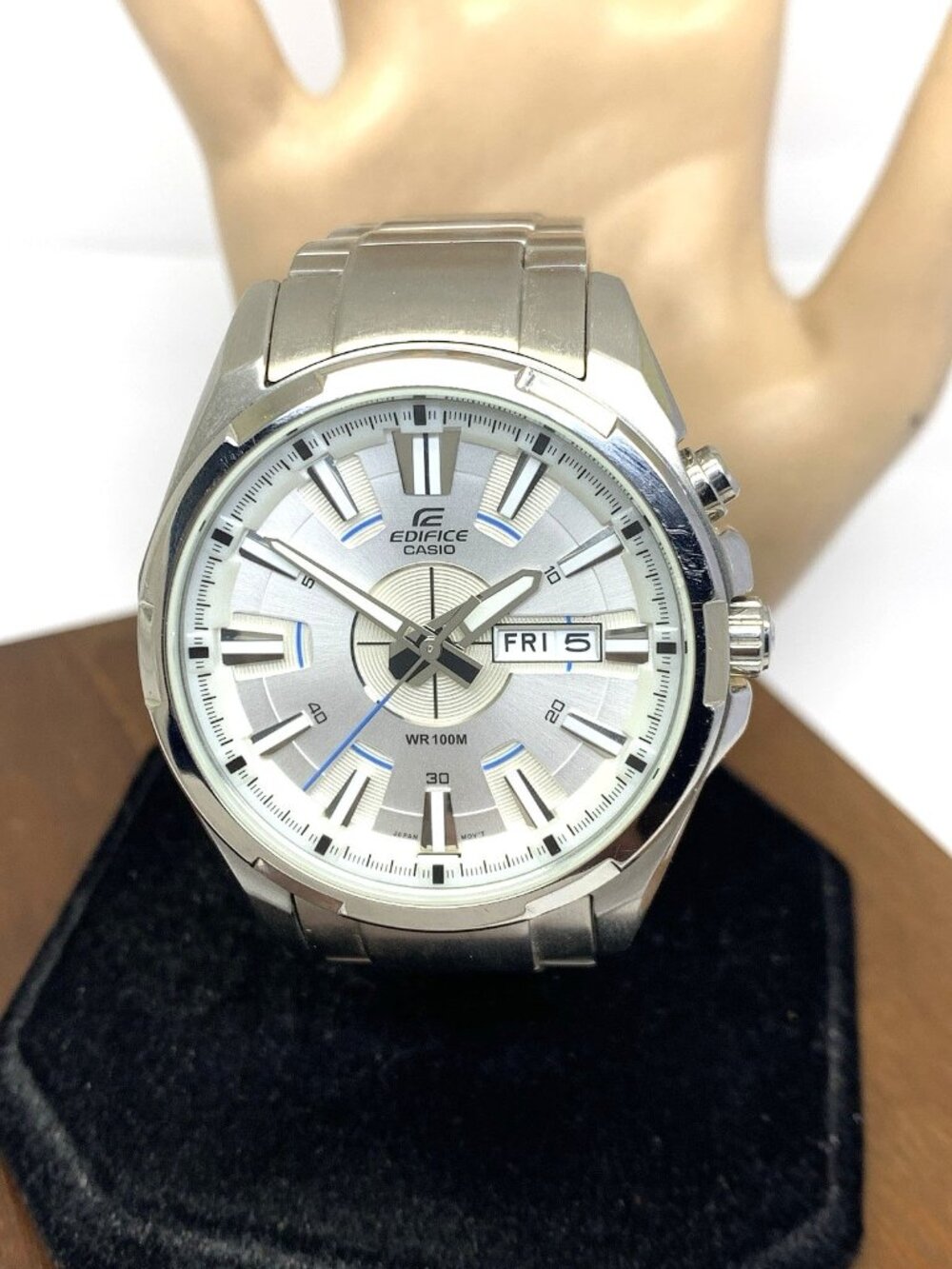 Casio Men's Watch EFR-102 Edifice Analog Quartz Silver Dial Day Date 5373 42mm